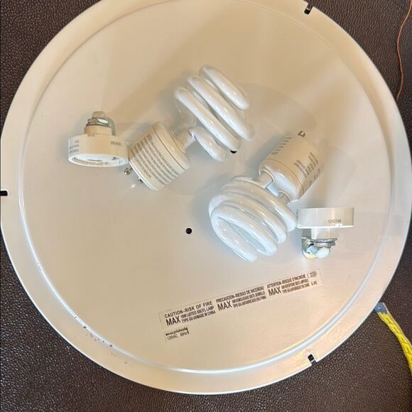 Modern White and Brown Ceiling Light Fixture Flush Mounted - Picture 6 of 10